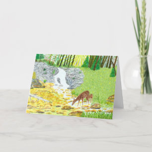 Doe and Fawn Folded Greeting Card