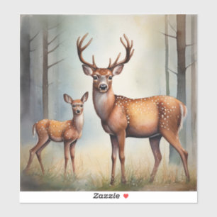 Doe And Fawn In Woodland Light Landscape