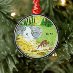 Doe and Fawn Metal Tree Decoration