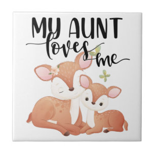 Doe and Fawn My Aunt Loves Me Tile