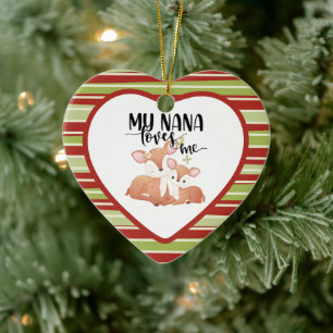 Doe and Fawn My Nana Loves Me Ceramic Tree Decoration