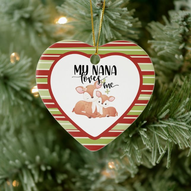 Doe and Fawn My Nana Loves Me Ceramic Tree Decoration (Tree)