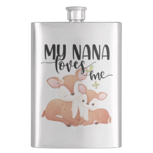Doe and Fawn My Nana Loves Me Hip Flask