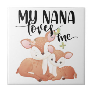 Doe and Fawn My Nana Loves Me Tile