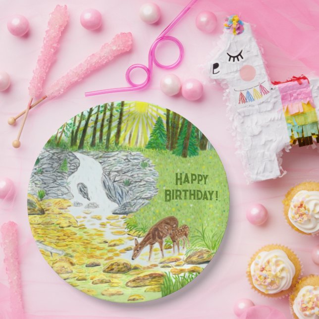 Doe and Fawn Paper Plate (Party)