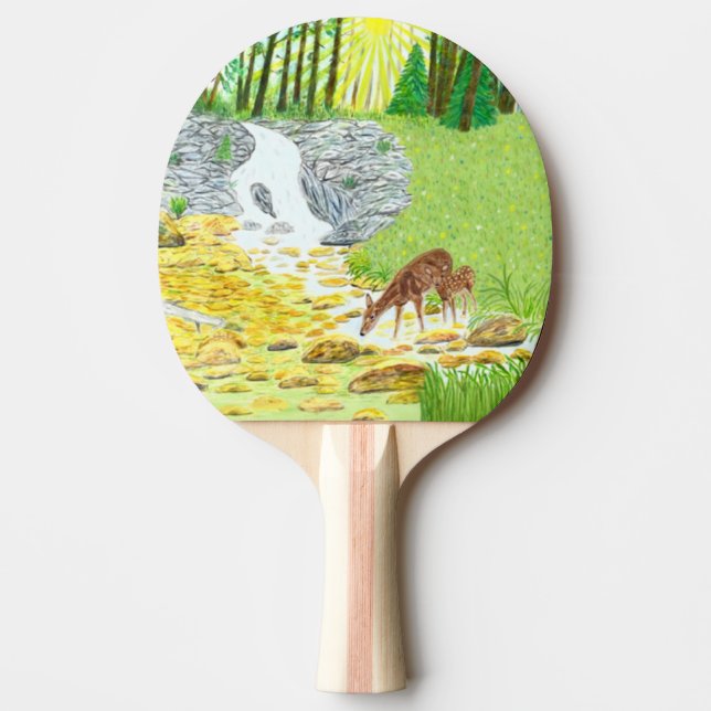 Doe and Fawn Ping Pong Paddle (Front)