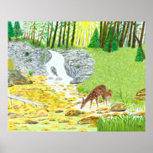 Doe and Fawn Poster