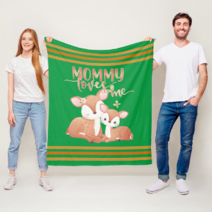 Doe Deer and Fawn Mummy Loves Me Fleece Blanket