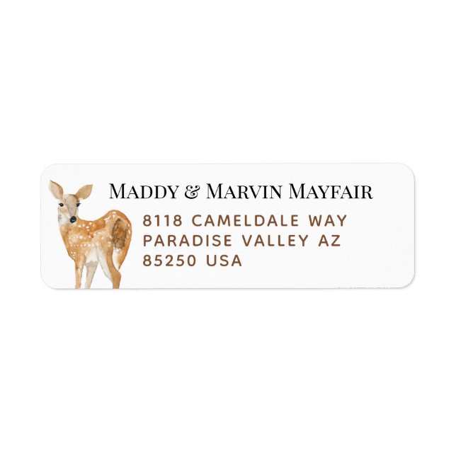 Doe Female Deer Easy-To-Read Return Address Label (Front)