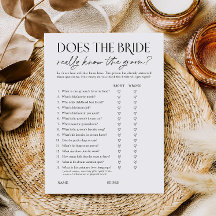 Does Bride Know the Groom? Shower Activity Card