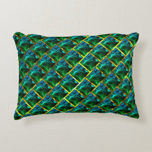 Does Green look emeralda, under a golden grid? Decorative Cushion
