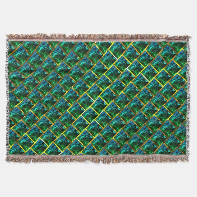 Does green seem emerald, under golden grating? throw blanket (Front)