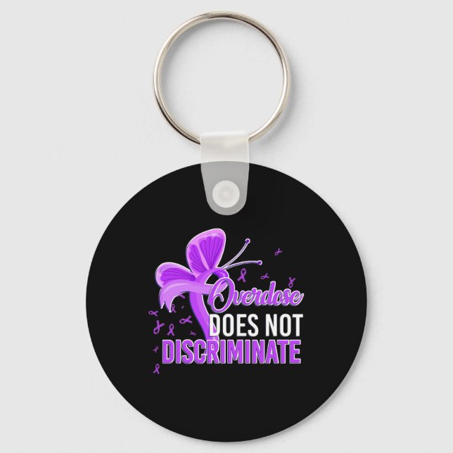Does Not Discriminate Purple Awareness Ribbon  Key Ring (Front)