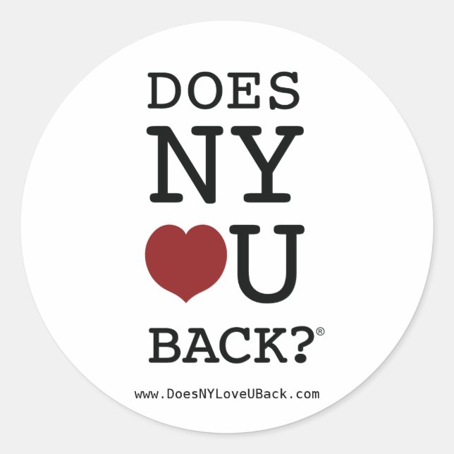 DOES NY [HEART] U BACK?® sticker (Front)