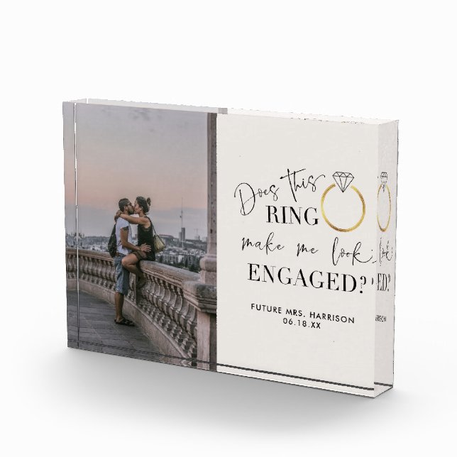 DOES THIS RING Make Me Look Engaged Calligraphy Photo Block (Right)