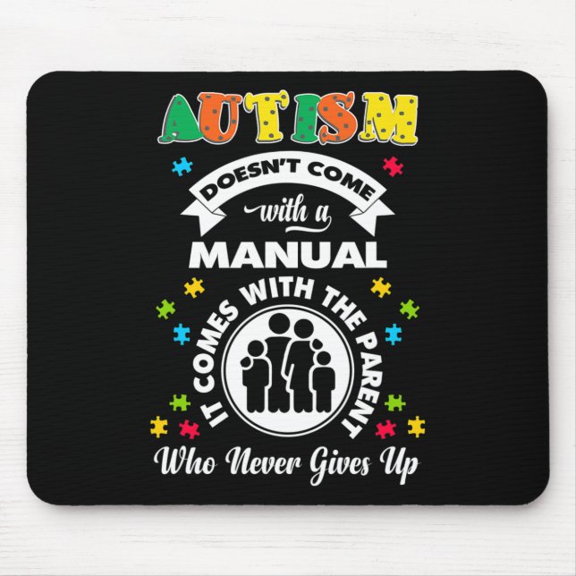Doesnt Come With A Manual Puzzle Cool Autism Aware Mouse Pad (Front)
