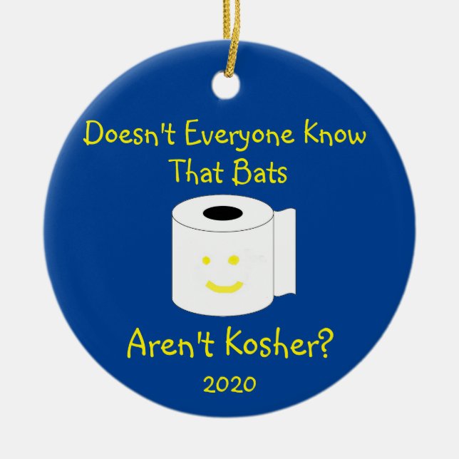 Doesn't Everyone Know That Bats Aren't Kosher? Ceramic Tree Decoration (Front)