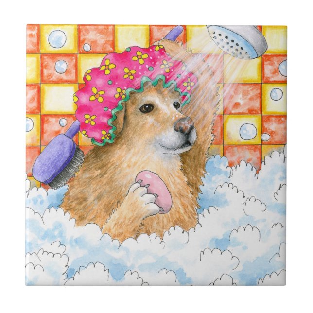 Dog 129 Golden retriever Tile (Front)