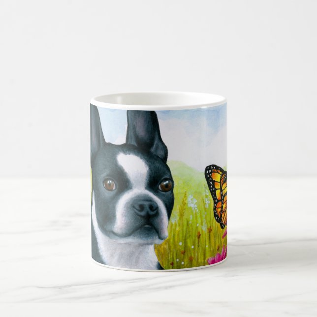 Dog 134 Boston Terrier Butterfly Coffee Mug (Center)