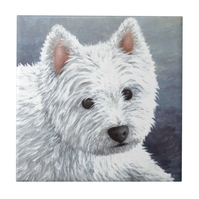 dog 137 white westie tile (Front)