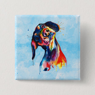 Dog 15 Cm Square Badge