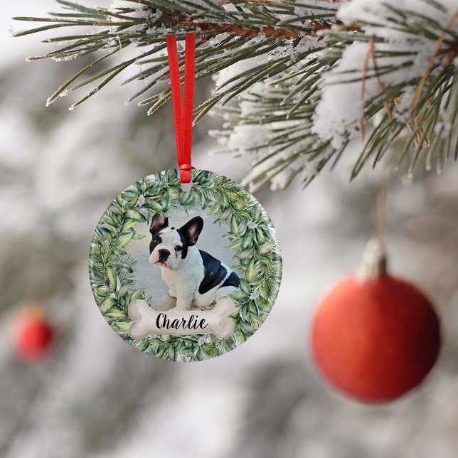 Dog 2 Sided 2 Photo Wreath Name Year Ceramic Tree Decoration (Creator Uploaded)