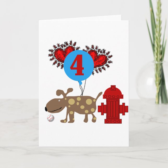 Dog 4th Birthday Tshirts and Gifts Card (Front)