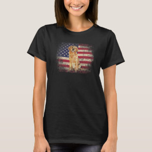Dog 4th Of July American Flag Usa Golden Retriever T-Shirt