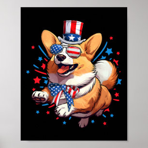 Dog 4th Of July American Usa Flag Patriotic Funny Poster
