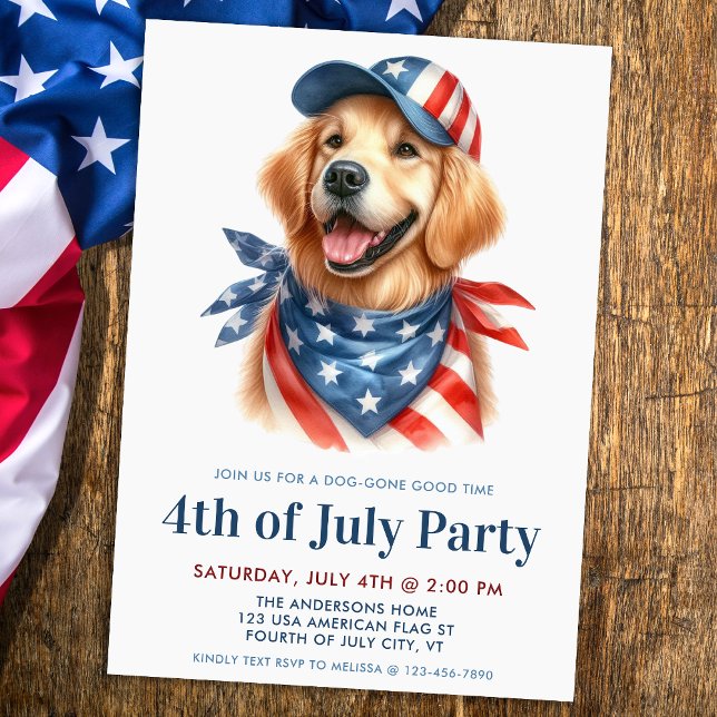Dog 4th Of July Party Patriotic Labrador Retriever Invitation (Creator Uploaded)
