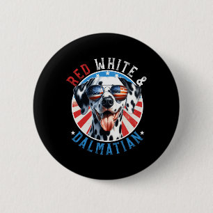 Dog 4th Of July Red White And Dal Lovers 6 Cm Round Badge