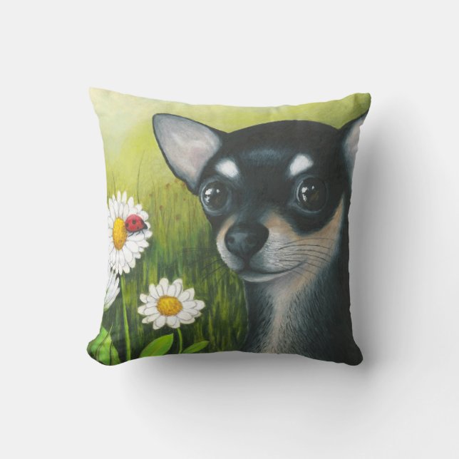 Dog 79 black Chihuahua Pillow case (Front)