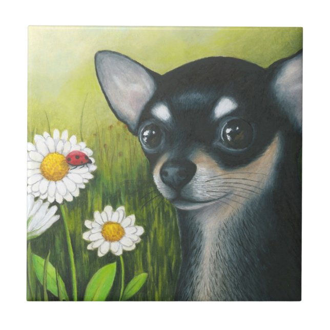 Dog 79 black Chihuahua Tile (Front)