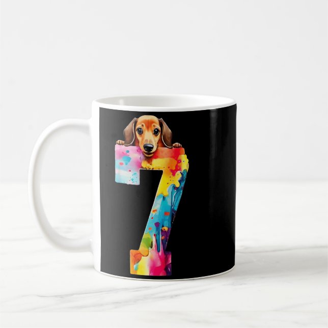 Dog 7 Years Dachshund Birthday Coffee Mug (Left)