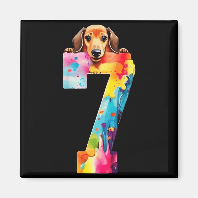 Dog 7 Years Dachshund Birthday Magnet (Front)