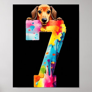 Dog 7 Years Dachshund Birthday Poster