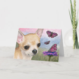 Dog 92 Chihuahua Butterfly Note Card/Greeting Card