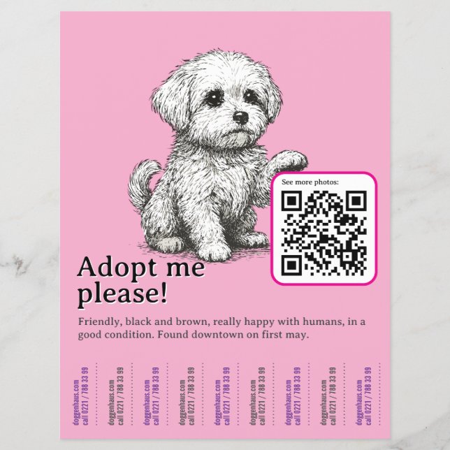 Dog adopt Flyer Template Tear Off  (Front)