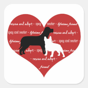 Dog adoption rescue heart  sticker square