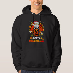 Dog Akita Happy Hallothanksmas Halloween Thanksgiv Hoodie
