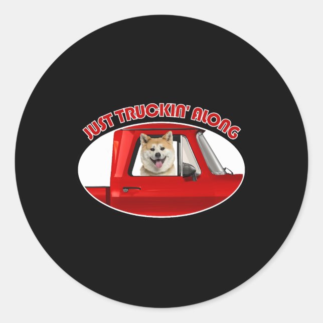 Dog Akita Just Truckin Along Akita Classic Round Sticker (Front)