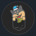 Dog Akita Pocket Black Shiba Inu Menorah Akita Dog Classic Round Sticker<br><div class="desc">shiba inu,  shibas , shiba,  doge,  doggo,  shibe,  inu,  shiba inu dog,  shiba inu mum,  shiba inu dad , dog,  puppy,  dogs</div>