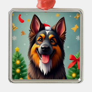 Dog Amid Christmas Decorations