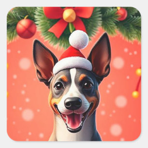 Dog Among Festive Christmas Decorations Square Sticker