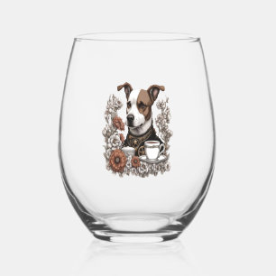 dog anc coffee stemless wine glass