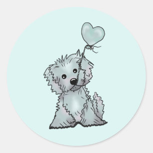 dog and balloon  classic round sticker