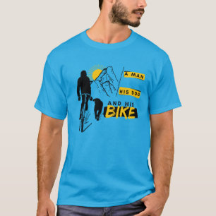 "Dog and Bike, Outdoors Bicycle Tee, Man Gift Dog T-Shirt