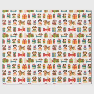 Dog And Bone Colourful Gift Christmas Wrapping Paper