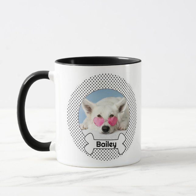 Dog and Bone Custom Name and Photo Mug (Left)