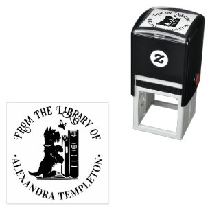 Dog And Butterfly Library Book Name Self-inking Stamp